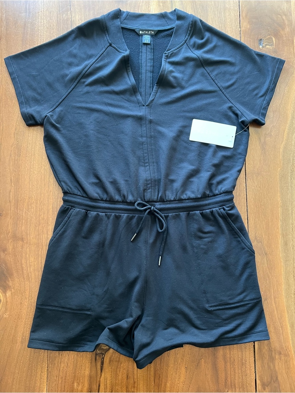 NWT Athleta Womens Balance Sleeveless Romper in Black